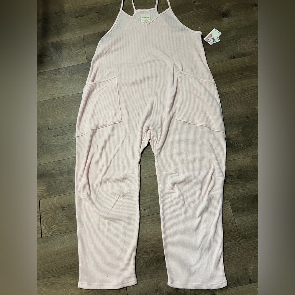 Sage & Sky Hacci Rib Pink Jumpsuit Size XL New